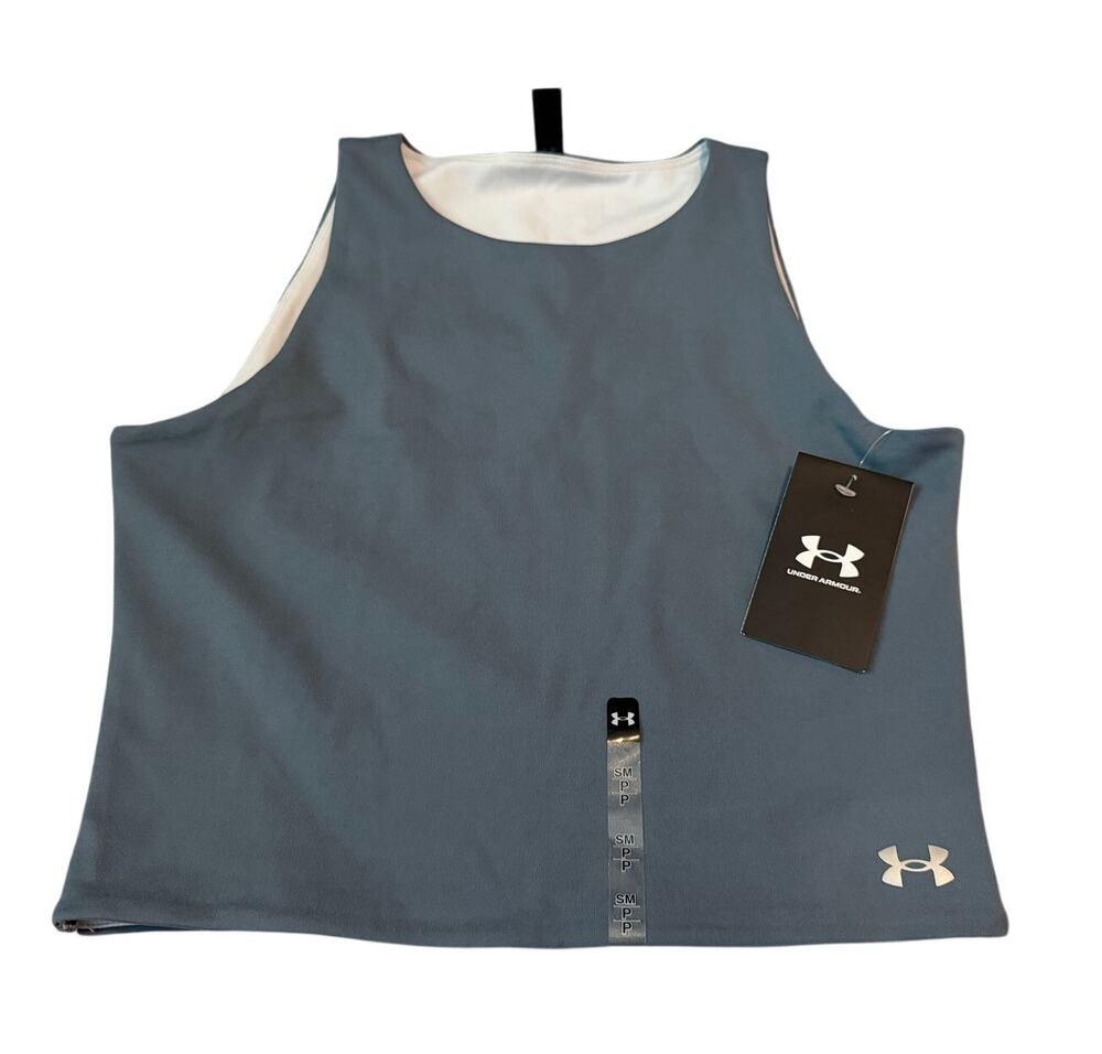 NWT Under Armour Movement Fitted Crop Tank Top - Size Small - Slate Blue (AVY)